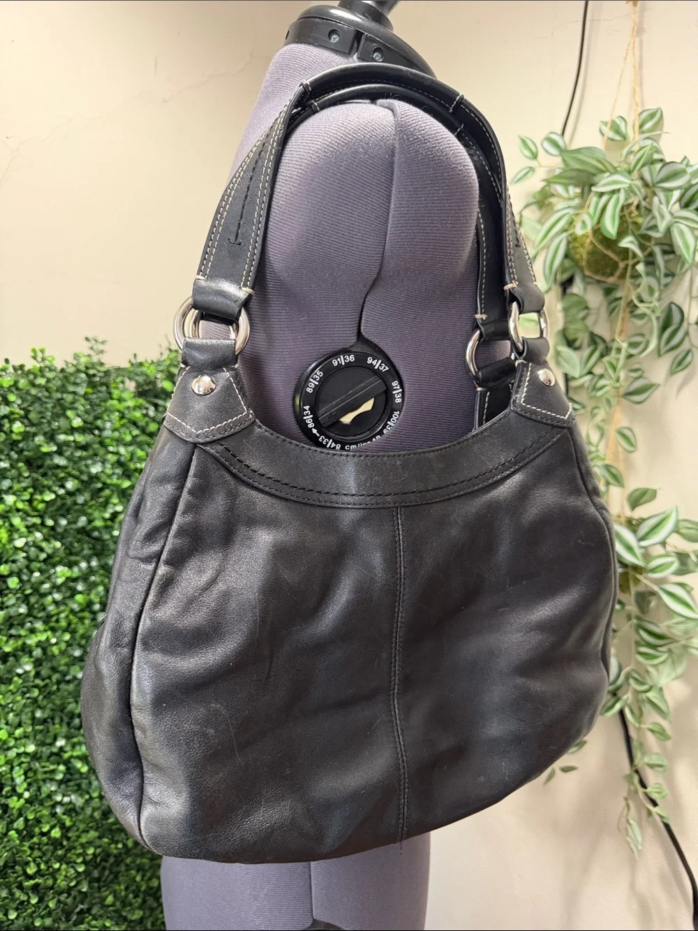 Coach SoHo Lynn Black Leather Shoulder Bag with Buckle Detail